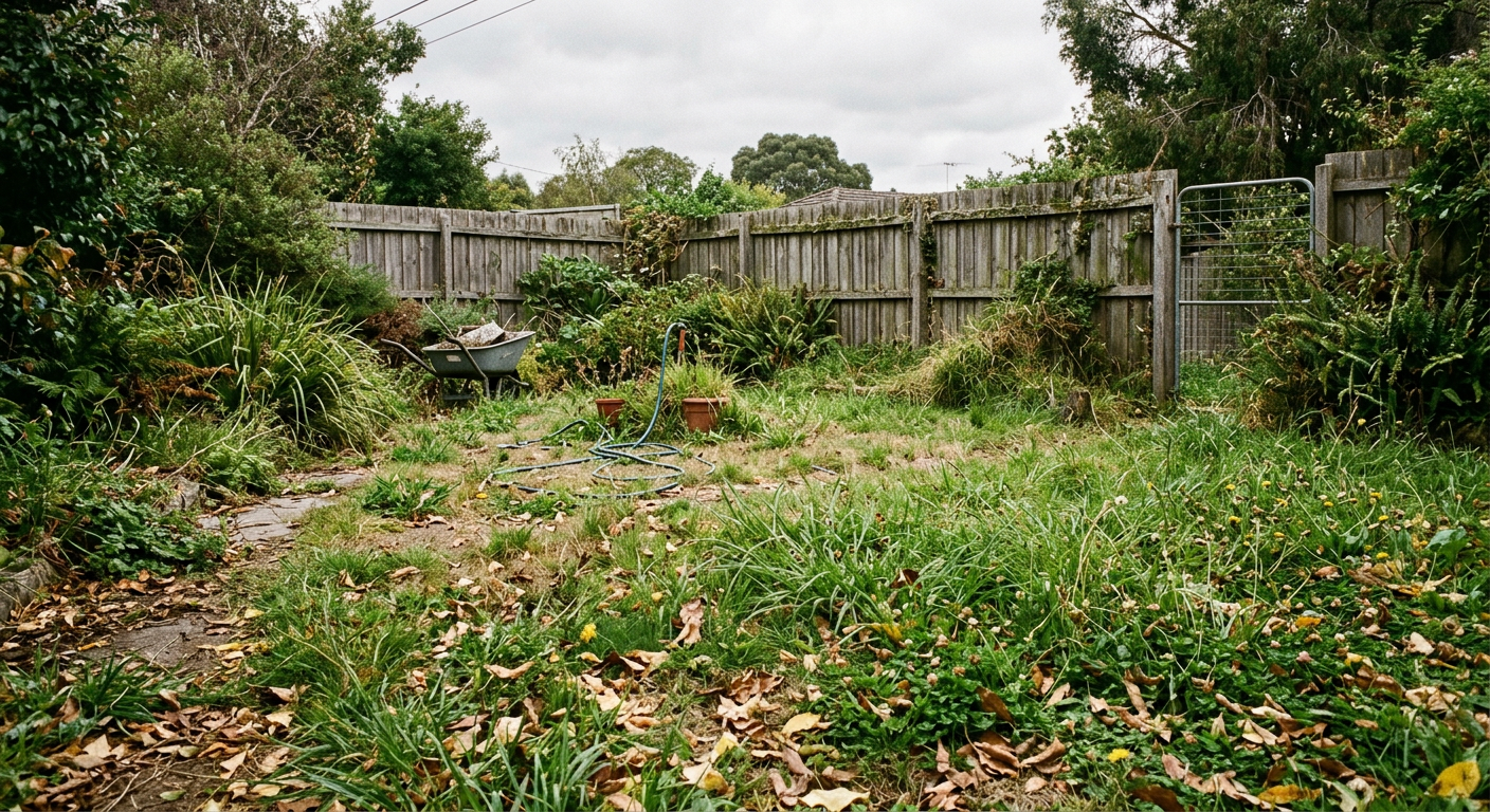 Before: backyard lawn